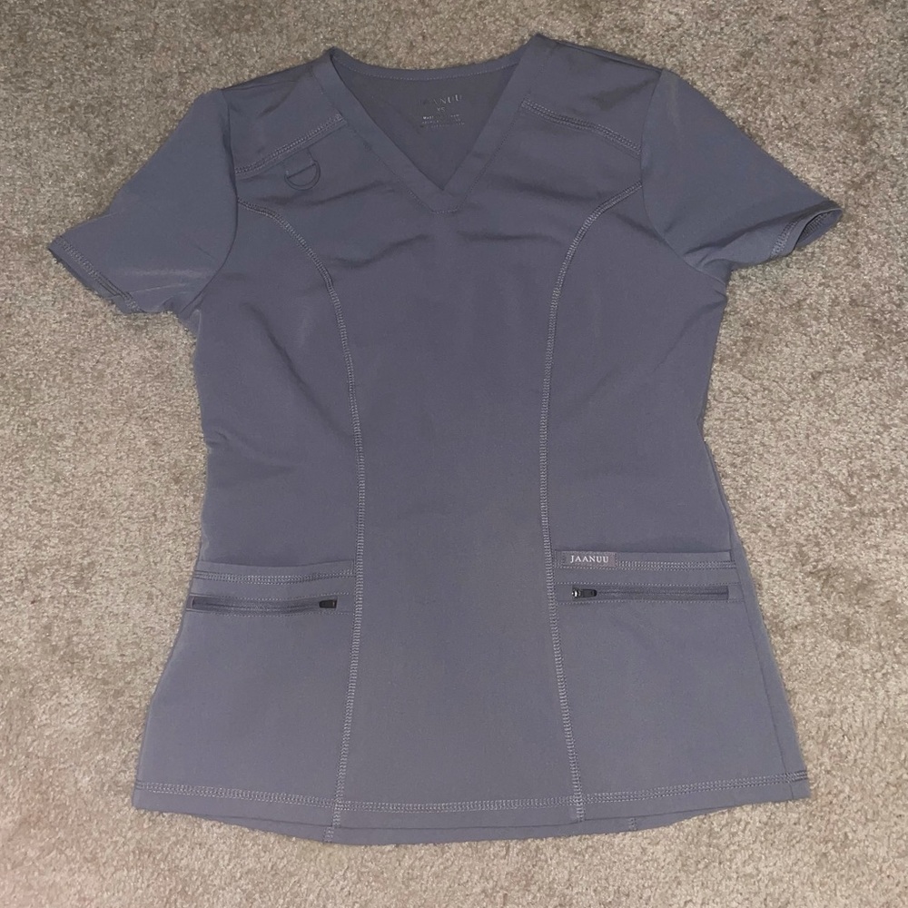 Jaanuu Slate Gray V-Neck Medical Scrub Top
